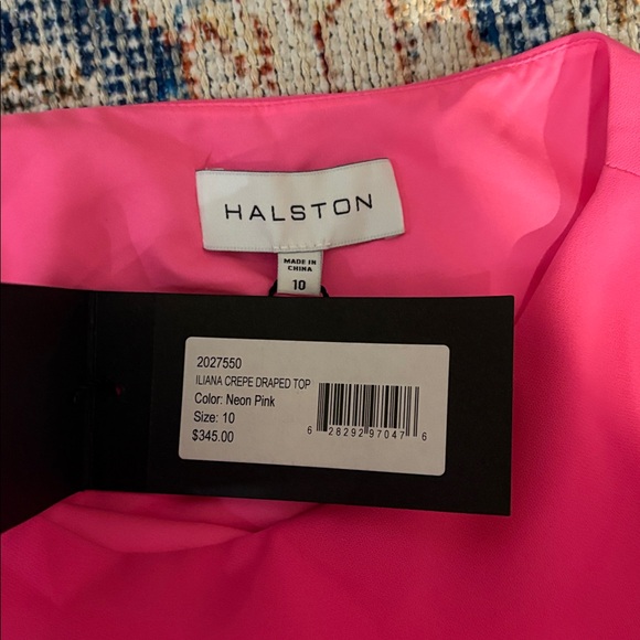 Halston Iliana Crepe Draped Top in Neon Pink SZ 10 NWT - Picture 6 of 8